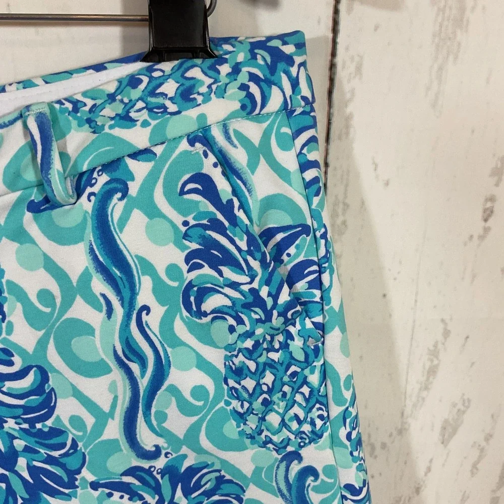 Lilly Pulitzer Callahan Shorts Womens 10‎ Blue Pineapple Print Tropical Preppy